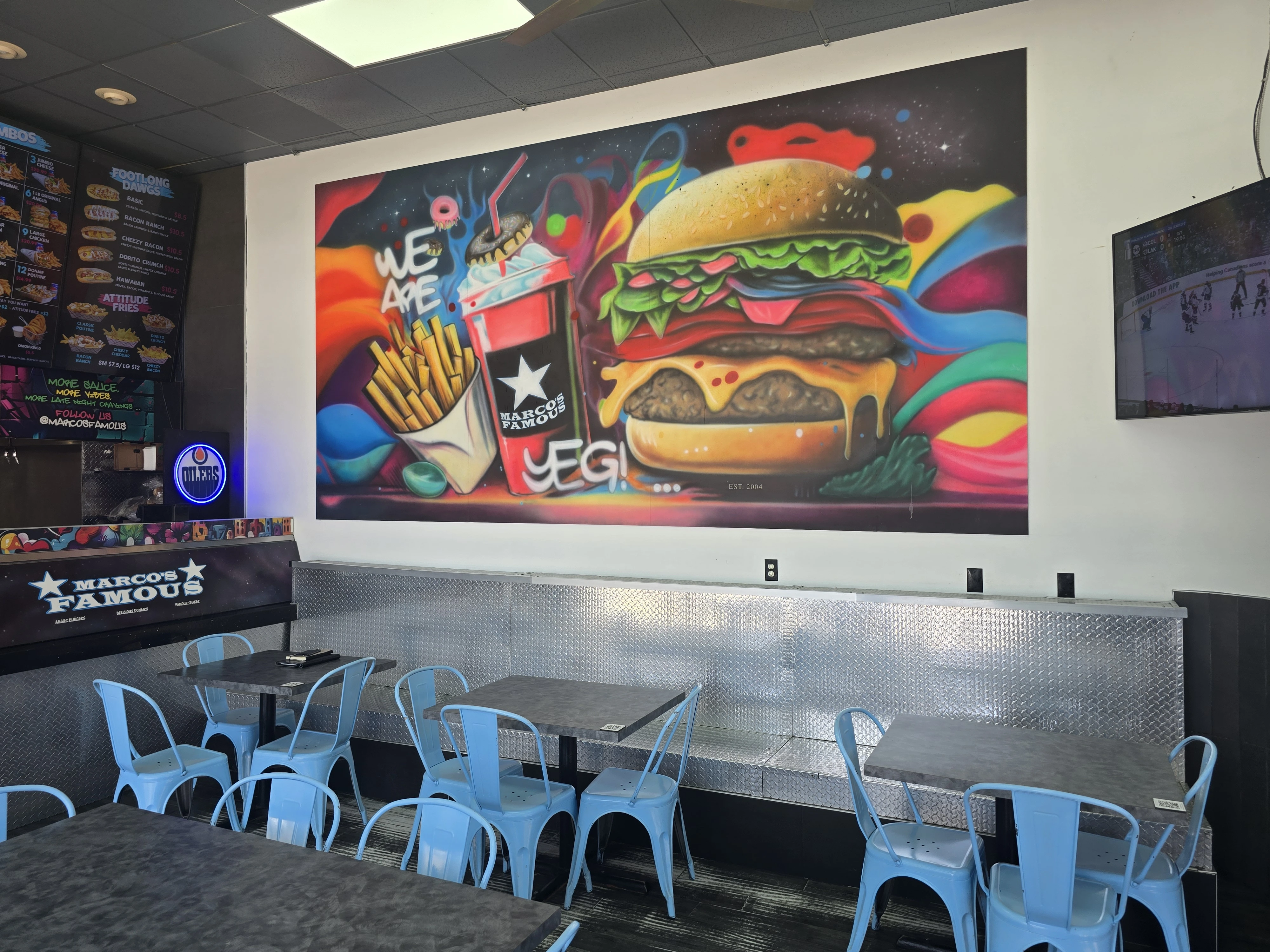 Marcos Famous storefront view in downtown Edmonton