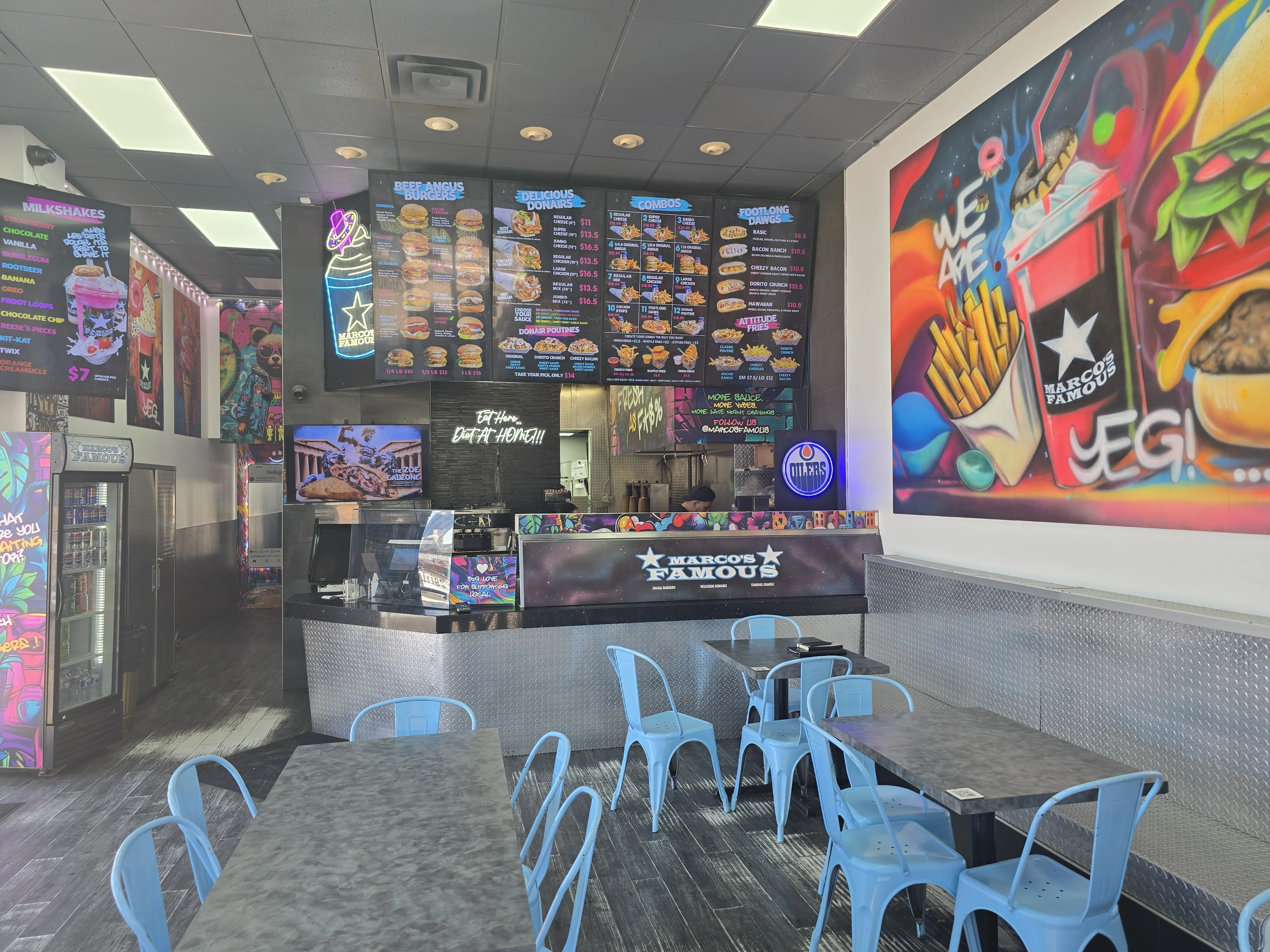 Store details and service area at Marcos Famous Edmonton